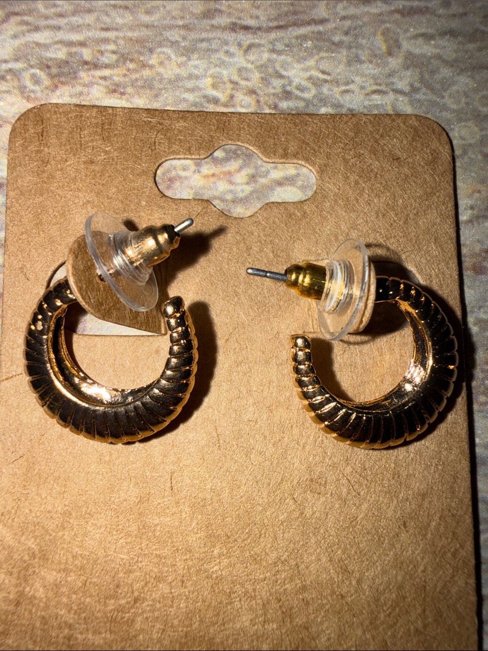 Gold Textured Mini Hoop Earrings